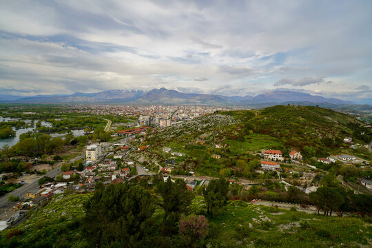 panoramic view of the Shkodra area from the Rozafa Castle