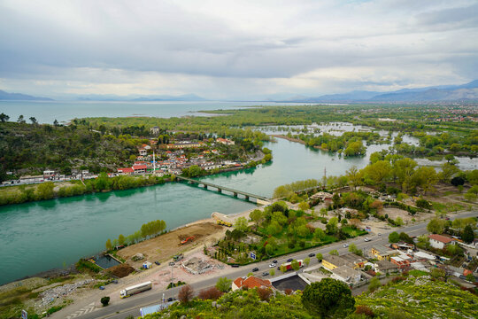 Panoramic view around the Rozafa Castle hill, Shkod&euml;r