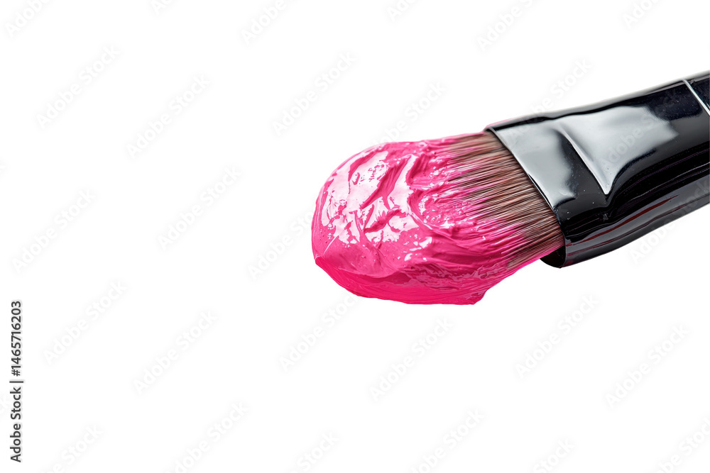 Poster artistic brush with vibrant pink paint on a transparent background ready for creative projects and a