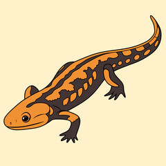 Naklejka premium Vivid, colored illustration of a salamander with striking patterns. Ideal for educational resources, nature-themed designs, and digital artwork.