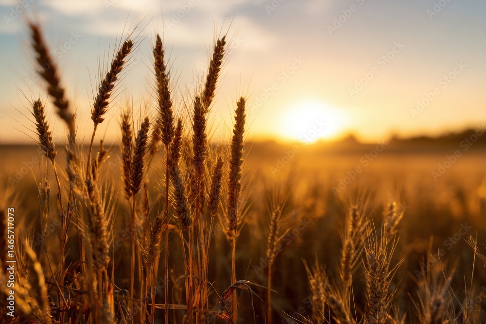 Aufkleber golden wheat stalks swirl gently in the breeze as the sun sets over the serene fields in the evening