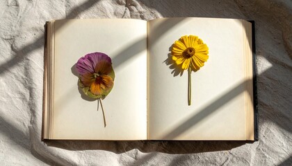 Pressed Flowers in Antique Book A Botanical Still Life