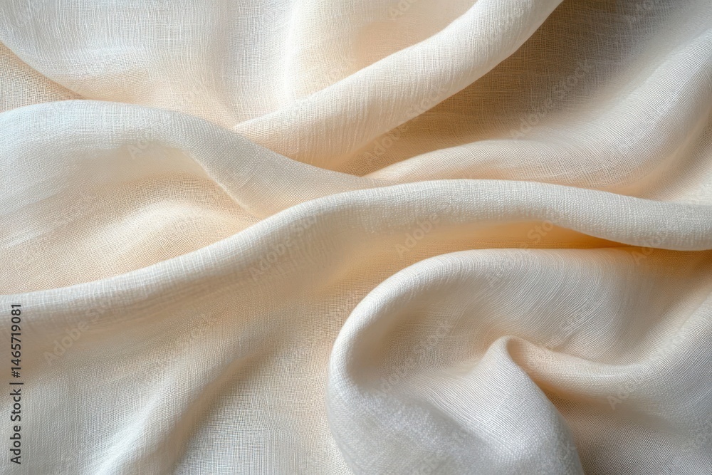 Poster soft, flowing cream-colored fabric with delicate texture and gentle folds creating an elegant and ca