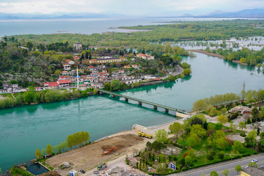 Panoramic view around the Rozafa Castle hill, Shkod&euml;r