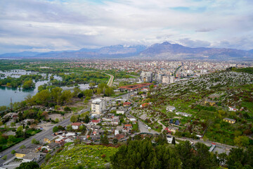 Panoramic view around the Rozafa Castle hill, Shkodër