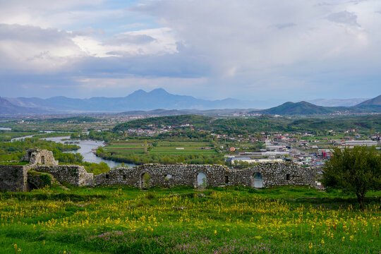 Panoramic view around the Rozafa Castle hill, Shkod&euml;r