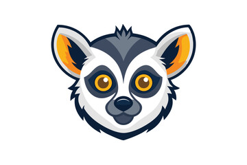 Isolated lemur head displays striking colors and patterns in this flat design style