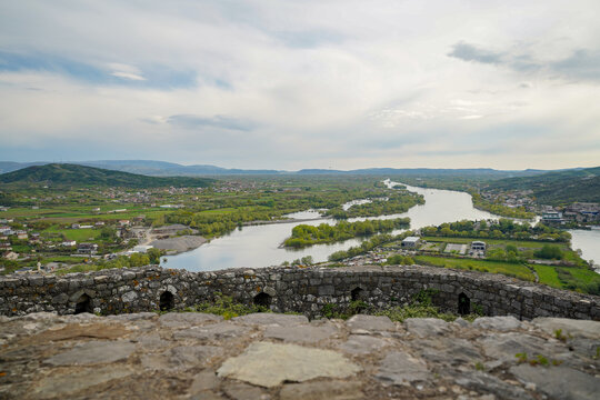 Panoramic view around the Rozafa Castle hill, Shkod&euml;r
