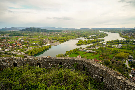 Panoramic view around the Rozafa Castle hill, Shkod&euml;r