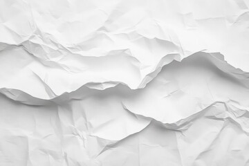 Obraz premium close-up view of crumpled and wrinkled white paper texture creating abstract shadows and highlights