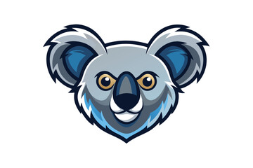 A cute koala head shows a friendly smile against a bright white backdrop