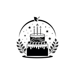 birthday cake silhouette logo vector line art logo design