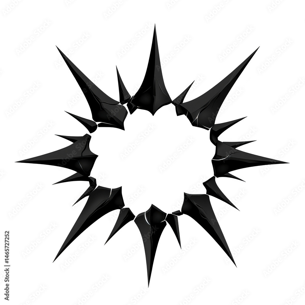 Poster black starburst shape with jagged edges creates dynamic and bold visual impact, often used in graphi