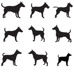 Multiple Dog Silhouettes and vector art