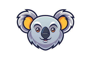An endearing koala mascot gazes cheerfully forward, its facial features are soft, charming, and appealing