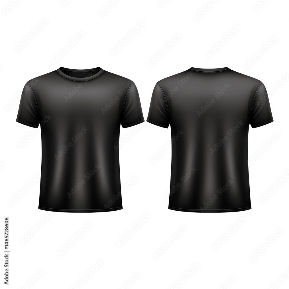 Poster black t shirt mockup featuring front and back views, ideal for showcasing designs or branding. simpl