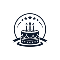 birthday cake silhouette logo vector line art logo design