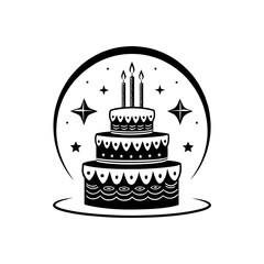 birthday cake silhouette logo vector line art logo design