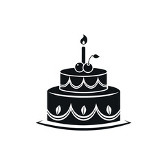 birthday cake silhouette logo vector line art logo design