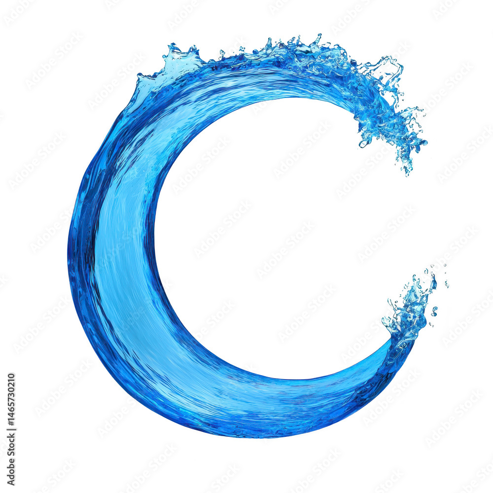 Aufkleber dynamic splash of water forms crescent shape, creating sense of movement and fluidity. vibrant blue 