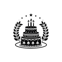 birthday cake silhouette logo vector line art logo design