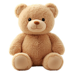 Obraz premium Cute, fluffy teddy bear with soft, plush texture and friendly expression, perfect for cuddling and comforting children. bear is light brown and has classic design