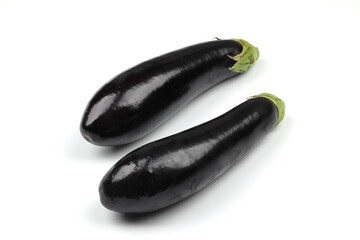 two eggplants isolated on white background