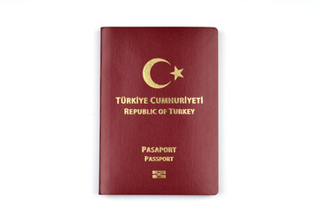 Turkish passport isolated on white background