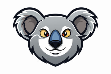 A cute Koala animal head sports a friendly expression looking forward with confidence