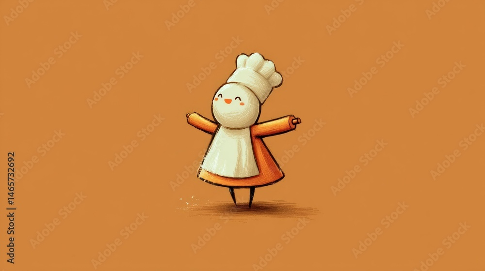 Poster a cheerful chef character in a playful pose perfect for culinary and fun design elements
