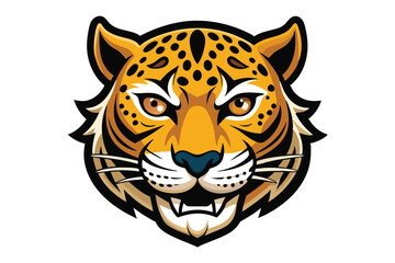 Cartoon jaguar head mascot featuring intense eyes and confident expression for design use