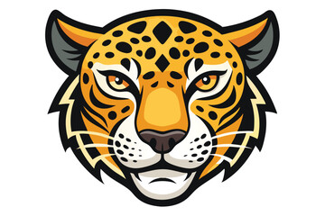 A stylized art piece features a fierce jaguar head looking directly forward