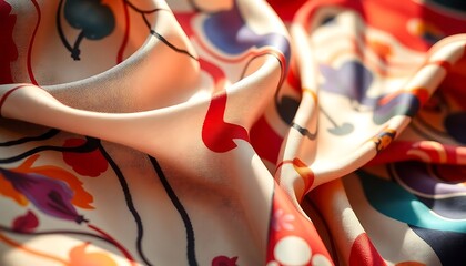 close up of a colorful fabric with a flower pattern