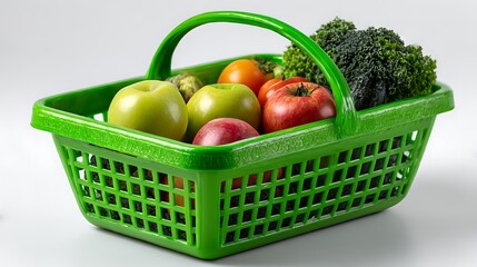 新鮮な果物と野菜の買い物かご