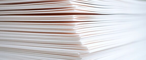 stack of white papers sitting on top of a table