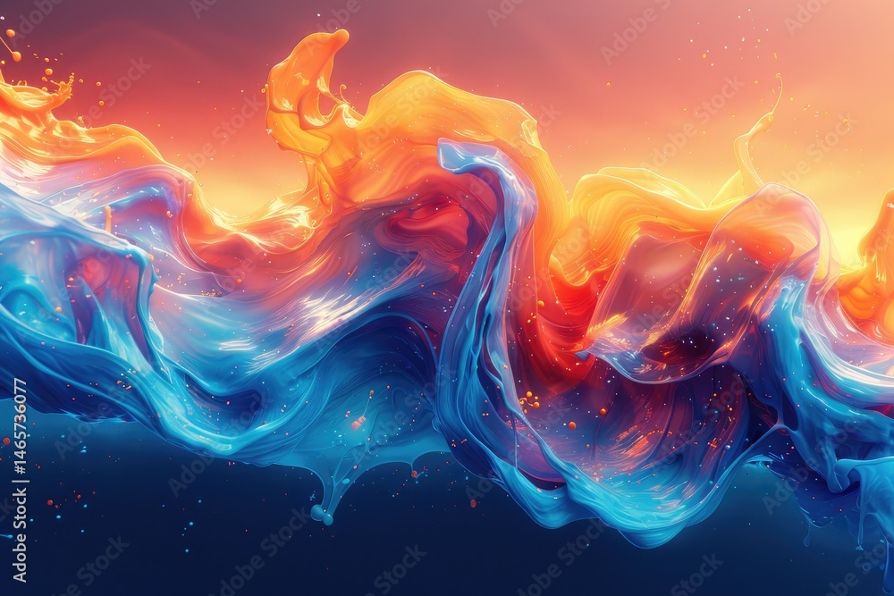 Poster abstract colorful fluid forms in motion.