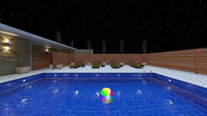 屋外スパ　3DCGレンダリング