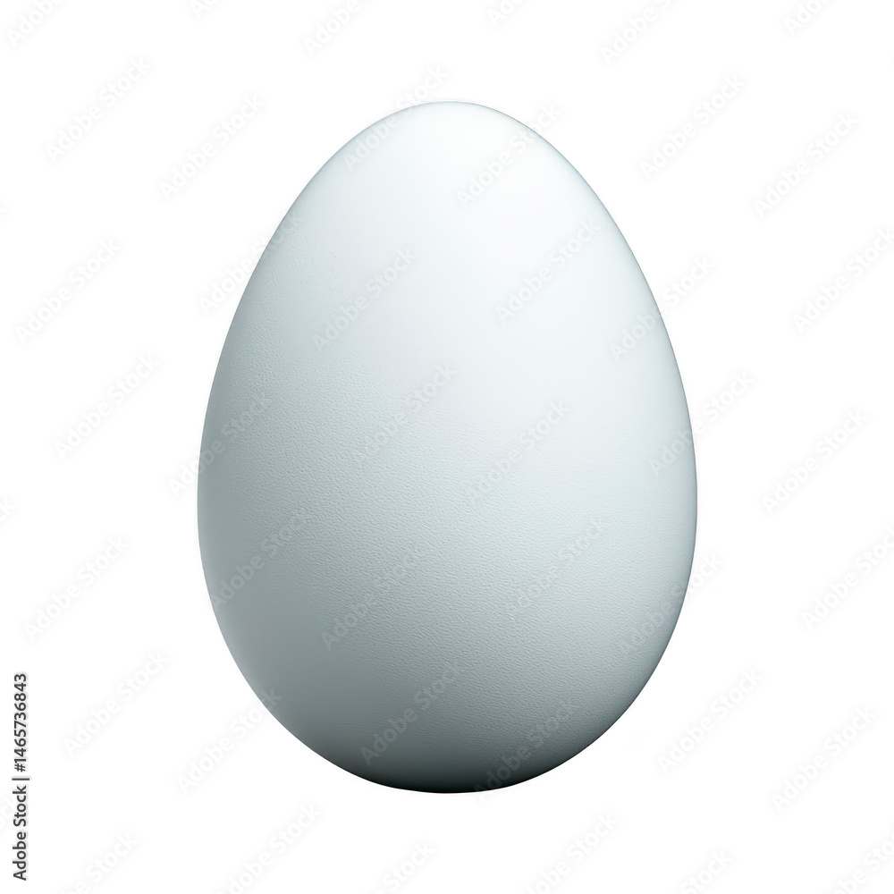 Poster single white egg stands upright against plain background, showcasing its smooth texture and simple e