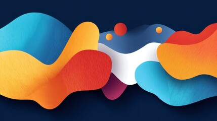 Create stunning visuals with a gradient background, blending blue, red, and orange fluid shapes for various design needs.