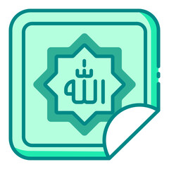 Allah script icon for Islamic worship and faith