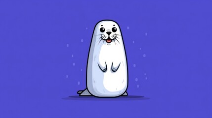Adorable Cartoon Seal on Vibrant Blue Background Cute Animal Illustration for Kids Fun Wildli