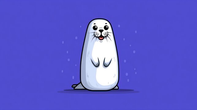 Adorable Cartoon Seal on Vibrant Blue Background Cute Animal Illustration for Kids Fun Wildli
