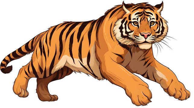 Professional Illustration of a Tigger Jumping on a White Background