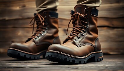 close up of a pair of brown boots