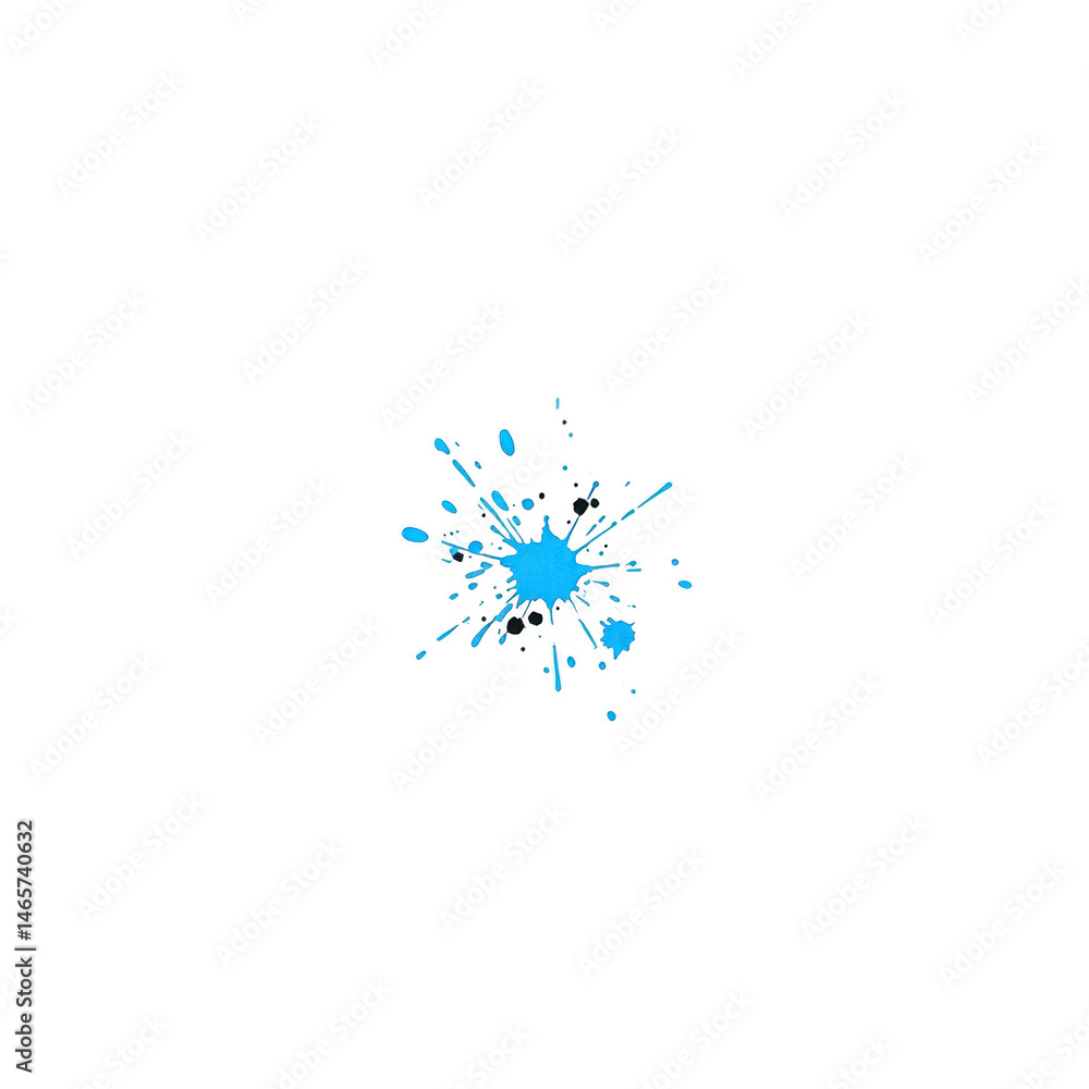 Poster vibrant blue paint splatter on transparency background creates striking contrast, evoking creativity