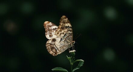 Fototapeta premium Intricate Patterned Butterfly on Flower Close up Macro Photography Nature Wildlife
