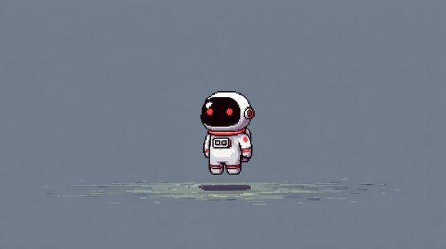 Pixel Art Astronaut Floating in Space with Retro Futuristic Design Ideal for Gaming SciFi a