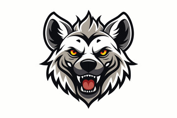 Fierce cartoon hyena with sharp teeth and glowing eyes stares ahead menacingly