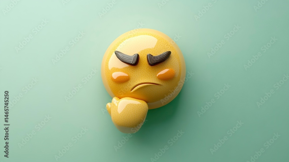 Poster thoughtful emoji with a pensive expression ideal for emotion and reflection themes