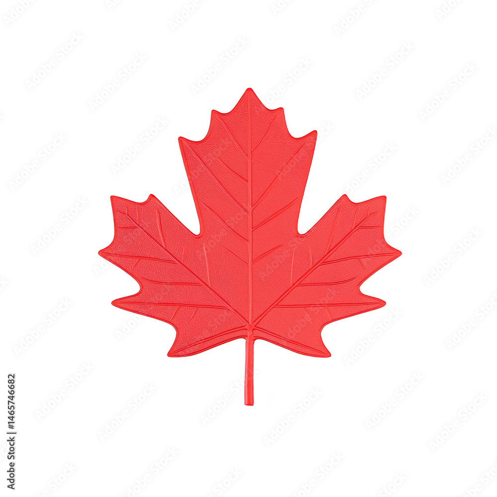 Poster red maple leaf with simple design, symbolizing nature and national pride. leaf is isolated on transp